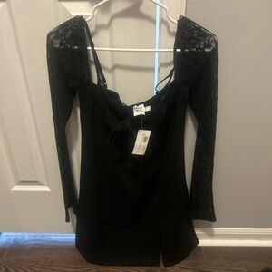Black Lace Sleeve Dress